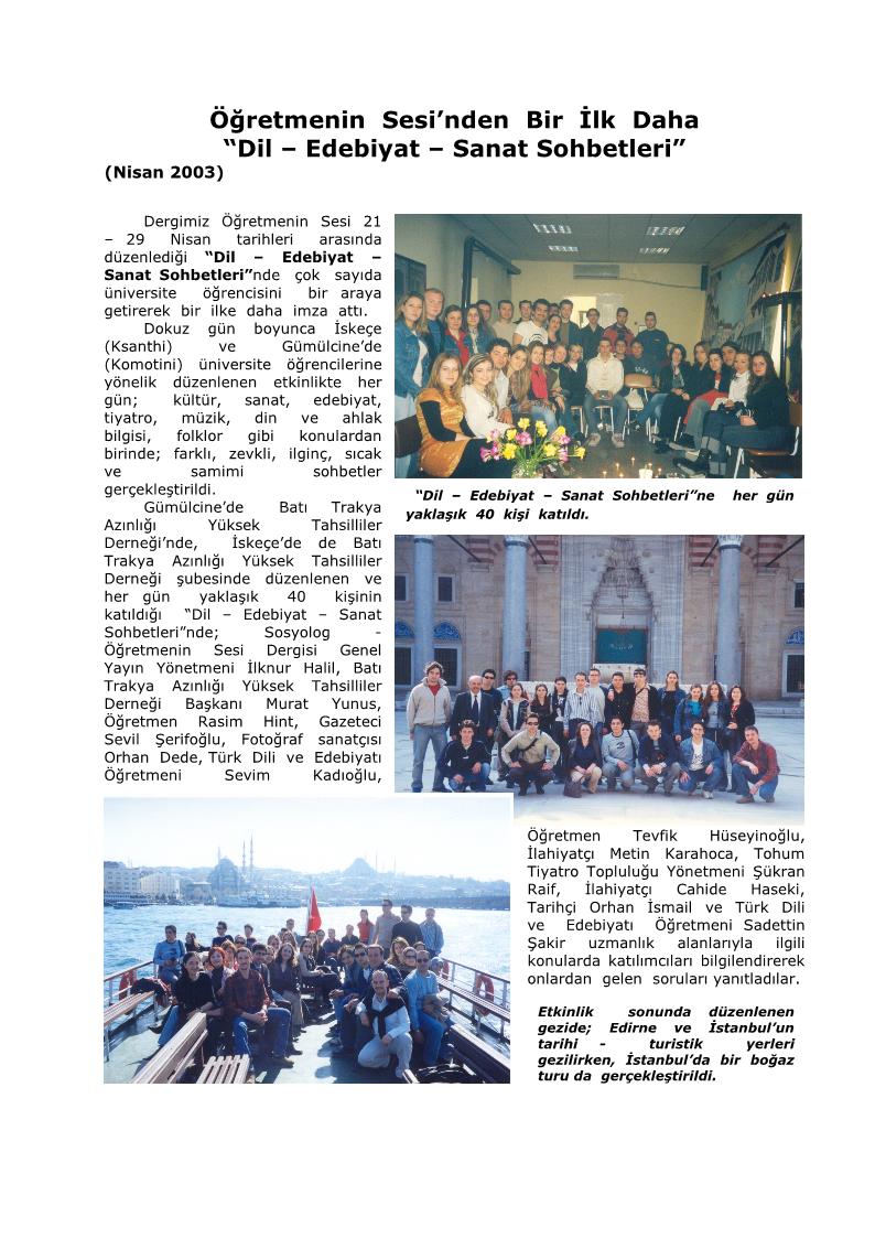 ogretmenin sesi dergisi dil edebiyat sanat sohbetleri
